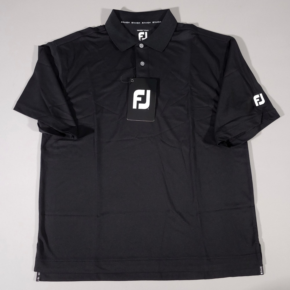 FootJoy Polo Shirt Mens Large Black ProDry Pique Solid Golf Short Sleeve 32828
